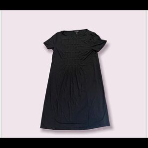 J Jill Wearever Collection S Black Short Sleeve Front Detail Pleat Jersey Dress